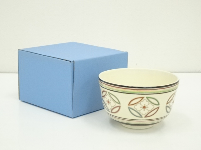 JAPANESE TEA CEREMONY / TEA BOWL CHAWAN / KYO WARE / IROE / EIKO MIYACHI